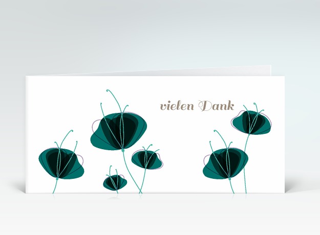 Danksagung Sechs Mohnblumen in grün vielen Dank Vorderseite