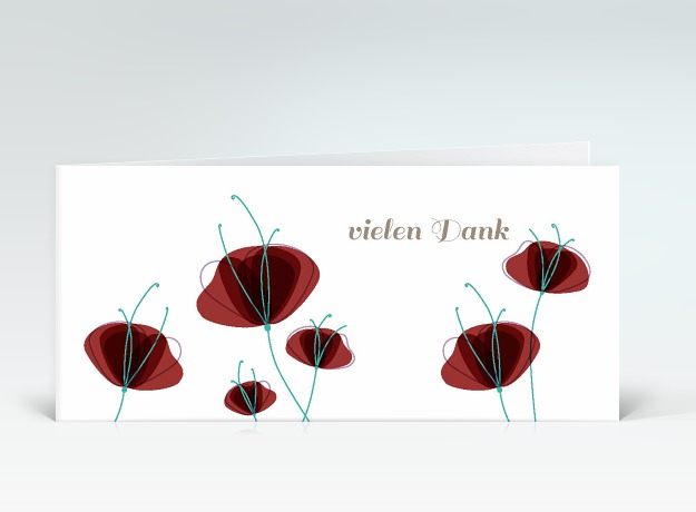 Danksagung Sechs Mohnblumen in rot vielen Dank Vorderseite