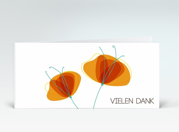 Danksagung Zwei Mohnblumen in orange vielen Dank Vorderseite