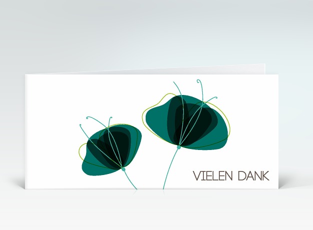 Danksagung Zwei Mohnblumen in grün vielen Dank Vorderseite