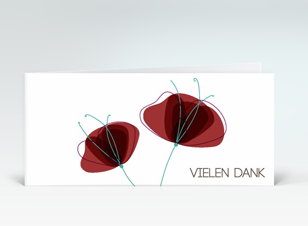 Danksagung Zwei Mohnblumen in rot vielen Dank Vorderseite