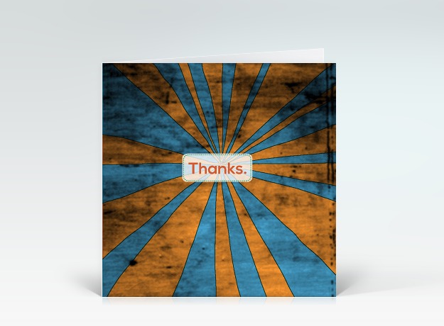 Danksagung Thanks Arty Sonnenstrahlen orange-blau Vorderseite