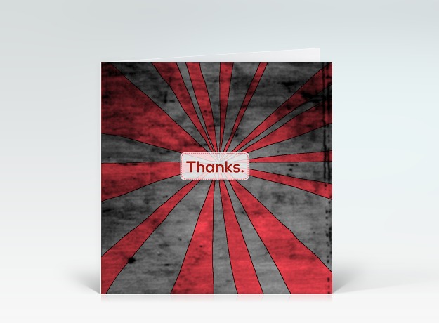 Danksagung Thanks Arty Sonnenstrahlen rot-grau Vorderseite