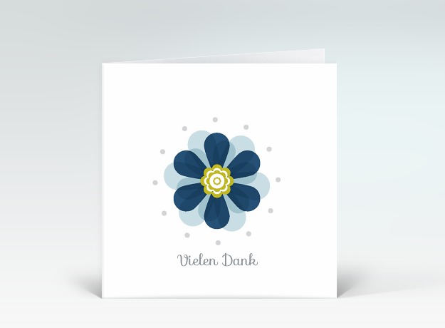 Danksagung Zarte Blume in blau vielen Dank Vorderseite