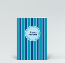 Geburtstagskarte: Happy Birthday gestreift blau