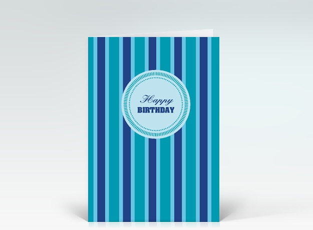 Geburtstagskarte Happy Birthday gestreift blau Vorderseite