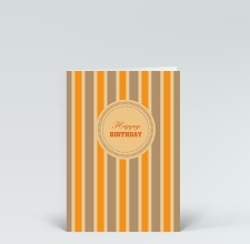 Geburtstagskarte: Happy Birthday gestreift orange ocker