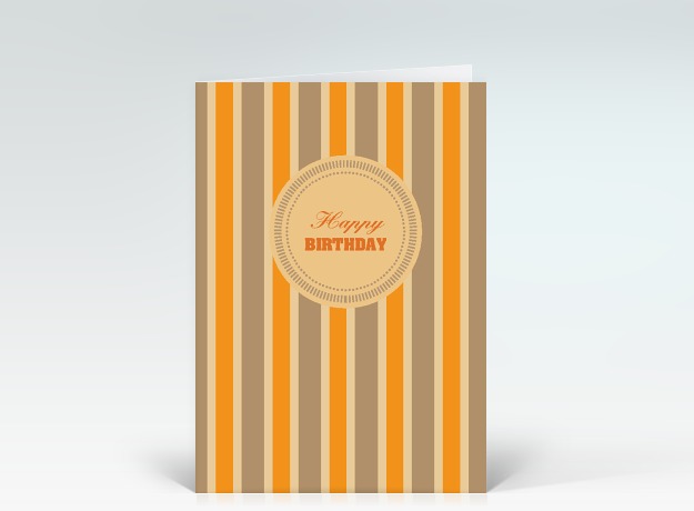 Geburtstagskarte Happy Birthday gestreift orange ocker Vorderseite