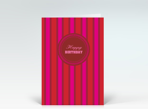 Geburtstagskarte Happy Birthday gestreift pink rosa Vorderseite