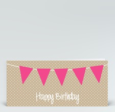 Geburtstagskarte: Geburtstags Wimpel pink auf beige