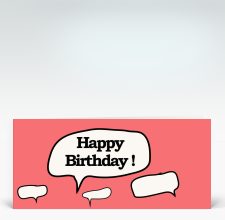 Geburtstagskarte: Sprechblase Happy Birthday Prost rot