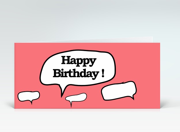 Geburtstagskarte Sprechblase Happy Birthday Prost rot Vorderseite