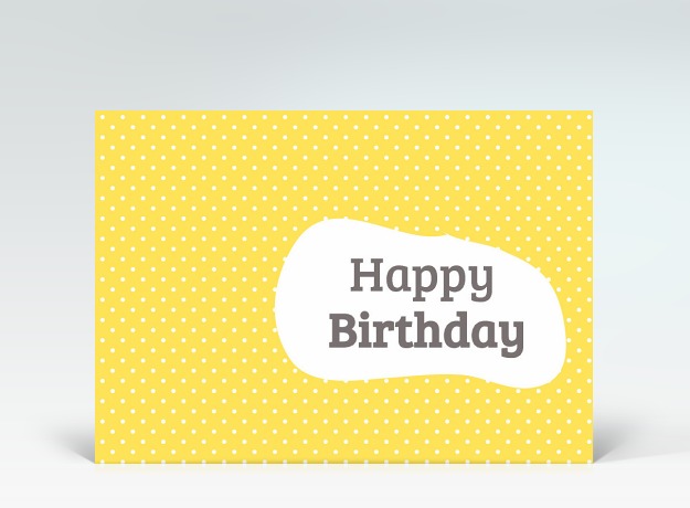 Geburtstagskarte Postkarte Mid-Century Style Happy Birthday gelb Vorderseite