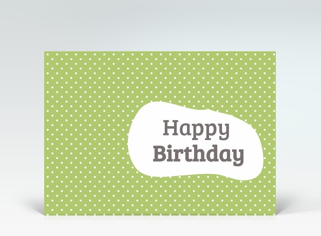 Geburtstagskarte Postkarte Mid-Century Style Happy Birthday grün Vorderseite