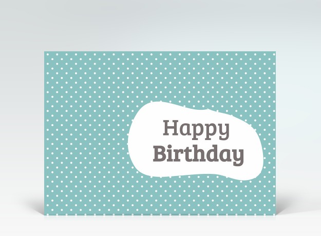 Geburtstagskarte Postkarte Mid-Century Style Happy Birthday blau Vorderseite