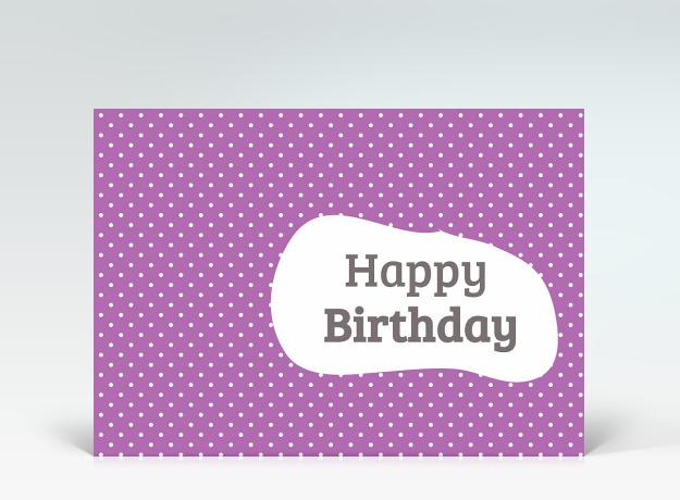 Geburtstagskarte Postkarte Mid-Century Style Happy Birthday violett Vorderseite