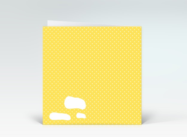 Geburtstagskarte Happy Birthday Dots gelb Mid-Century Style Rückseite