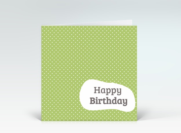 Geburtstagskarte Happy Birthday Dots grün Mid-Century Style Vorderseite