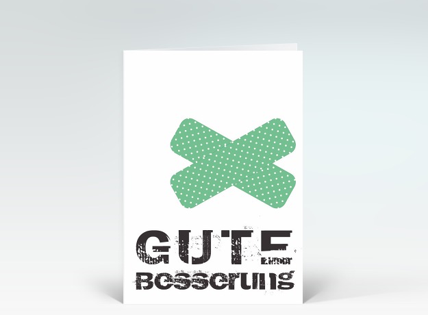 Geburtstagskarte Trostpflaster Gute Besserung Grün Vorderseite