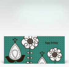 Geburtstagskarte: Geburtstagsblumen auf Petrol