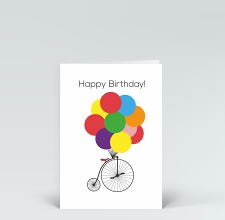 Geburtstagskarte: Einrad mit Luftballons