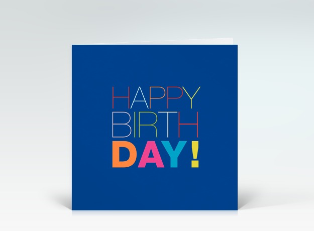 Geburtstagskarte Geburtstag typografisch Blau Vorderseite