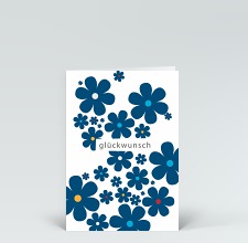 Geburtstagskarte: Glückwunschblumen blau