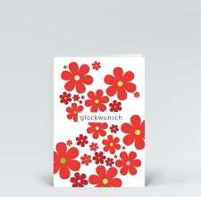 Geburtstagskarte: Glückwunschblumen Rot