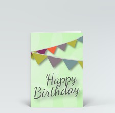 Geburtstagskarte: Happy Birthday Ranken grün