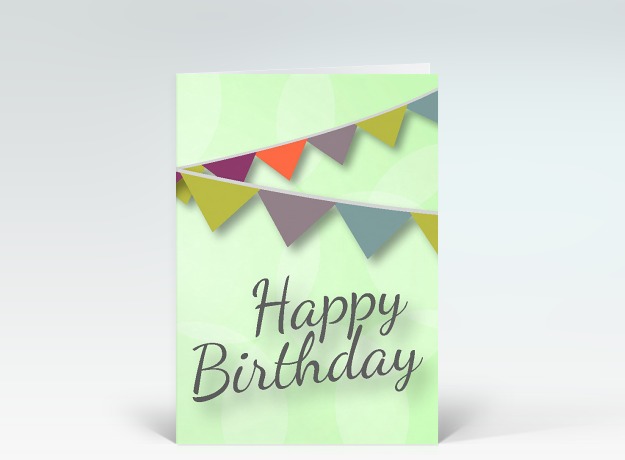 Geburtstagskarte Happy Birthday Ranken grün Vorderseite