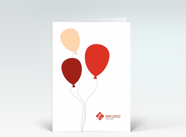 Geburtstagskarte Drei Luftballons rot mit Logo Vorderseite