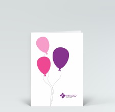 Geburtstagskarte: Drei Luftballons pink mit Logo