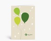 Geburtstagskarten: Drei Luftballons grün-beige mit Logo DK744
