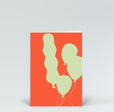 Geburtstagskarte: Ballonglückwünsche orange-grün