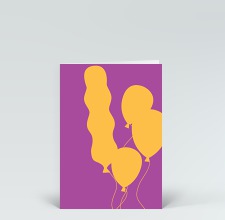 Geburtstagskarte: Ballonglückwünsche violett-orange