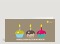 Geburtstagskarte Drei bunte Muffins auf beige mit Logo Vorderseite Thumb
