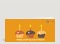 Geburtstagskarte Drei bunte Muffins auf orange mit Logo Vorderseite Thumb