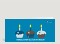 Geburtstagskarte Drei bunte Muffins auf blau mit Logo Vorderseite Thumb