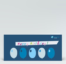 Geburtstagskarte: Happy Birthday Ballons blau