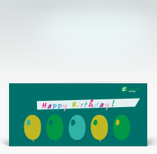 Geburtstagskarte: Happy Birthday Ballons grün