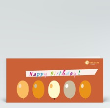 Geburtstagskarte: Happy Birthday Ballons orange