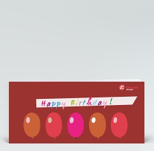 Geburtstagskarte: Happy Birthday Ballons rot