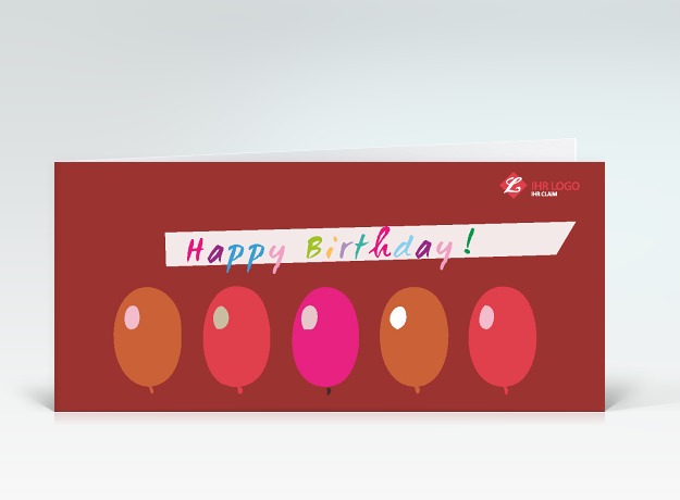 Geburtstagskarte Happy Birthday Ballons rot Vorderseite