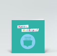 Geburtstagskarte: Geburtstagskuchen türkis