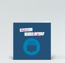 Geburtstagskarte: Geburtstagskuchen blau