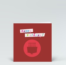 Geburtstagskarte: Geburtstagskuchen rot