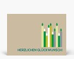 Geburtstagskarten: Postkarte grüne Geburtstagskerzen auf beige DK801