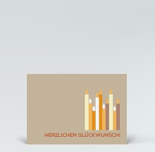 Geburtstagskarte: Postkarte orange Geburtstagskerzen auf beige