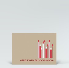 Geburtstagskarte: Postkarte rote Geburtstagskerzen auf beige