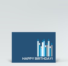 Geburtstagskarte: Postkarte blaue Geburtstagskerzen Englisch